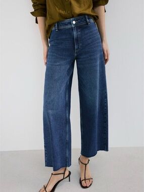 MANGO Catherine wide leg high waist jeans blue size 4